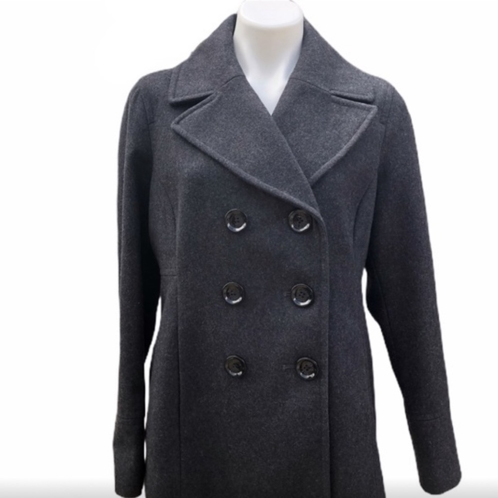 Michael Kors wool blend dark grey peacoat, L
